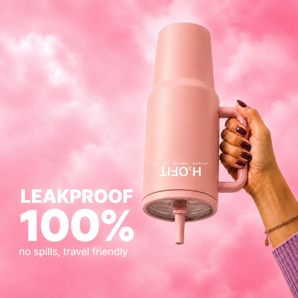 H2OFIT Transparent Tumbler with Leak-Resistant Lid