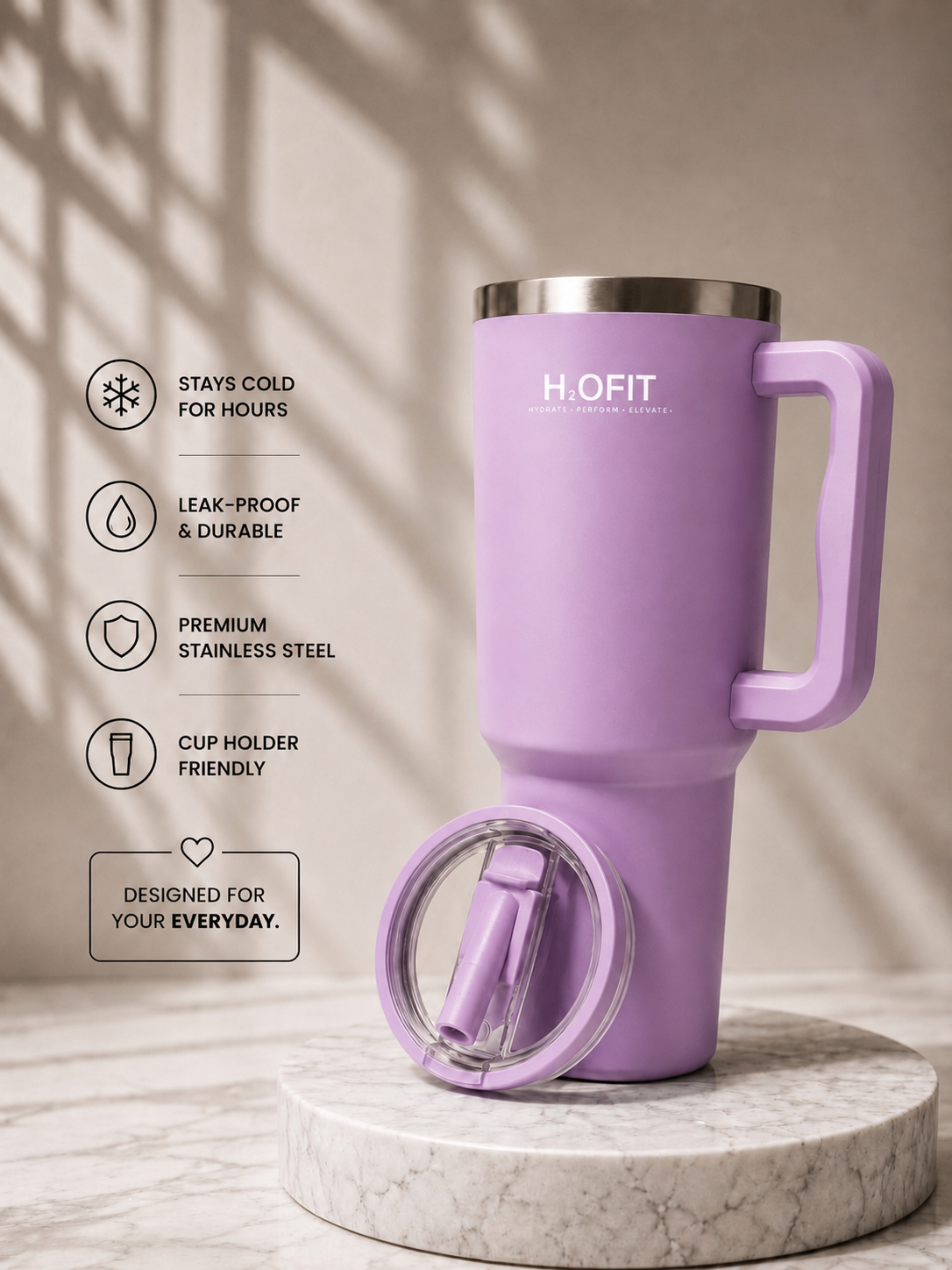 H2OFIT Transparent Tumbler with Leak-Resistant Lid