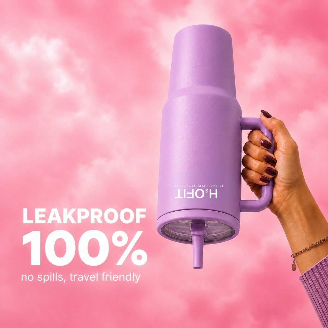 H2OFIT Transparent Tumbler with Leak-Resistant Lid