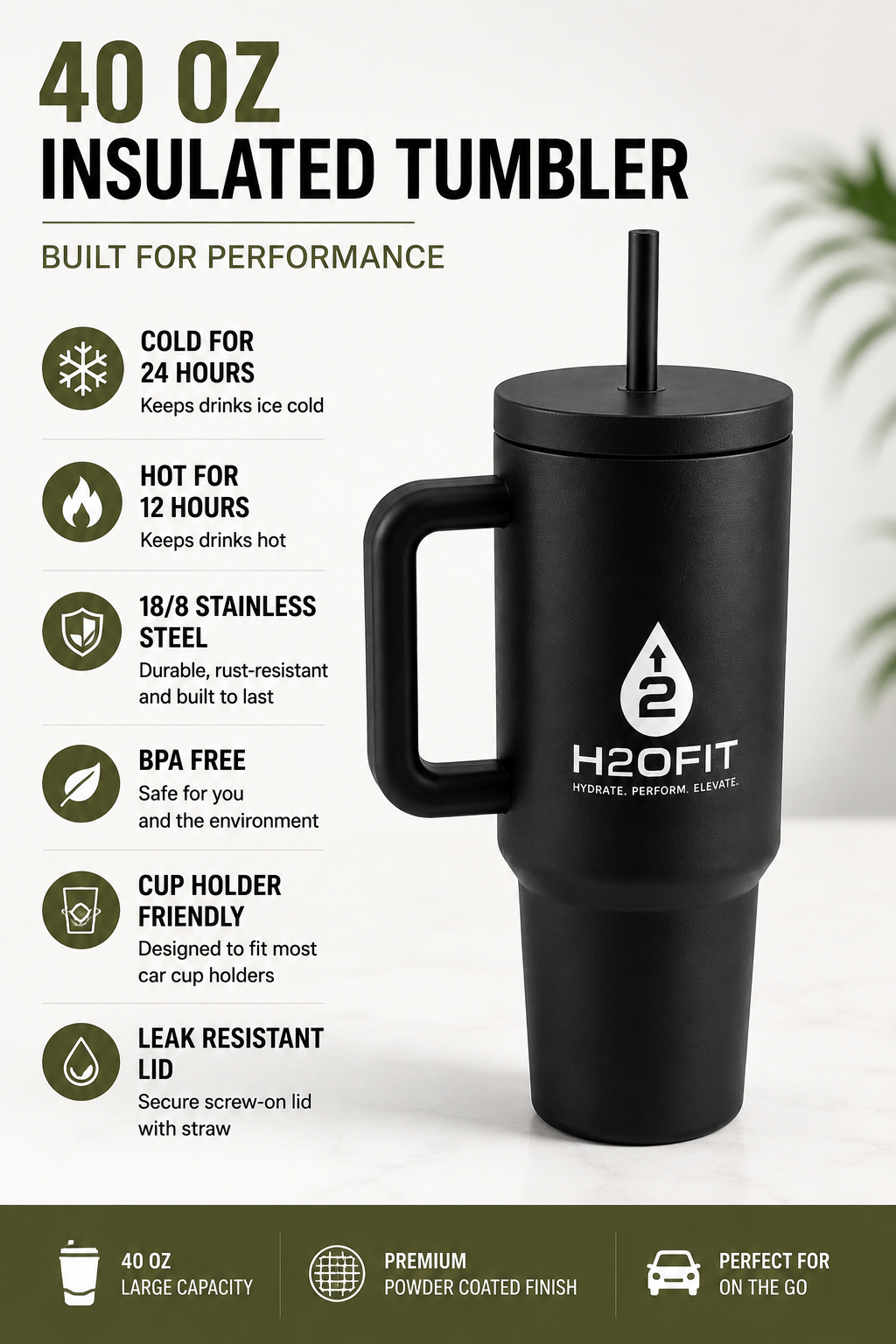 Customize H2OFIT leak Proof Tumbler (Black