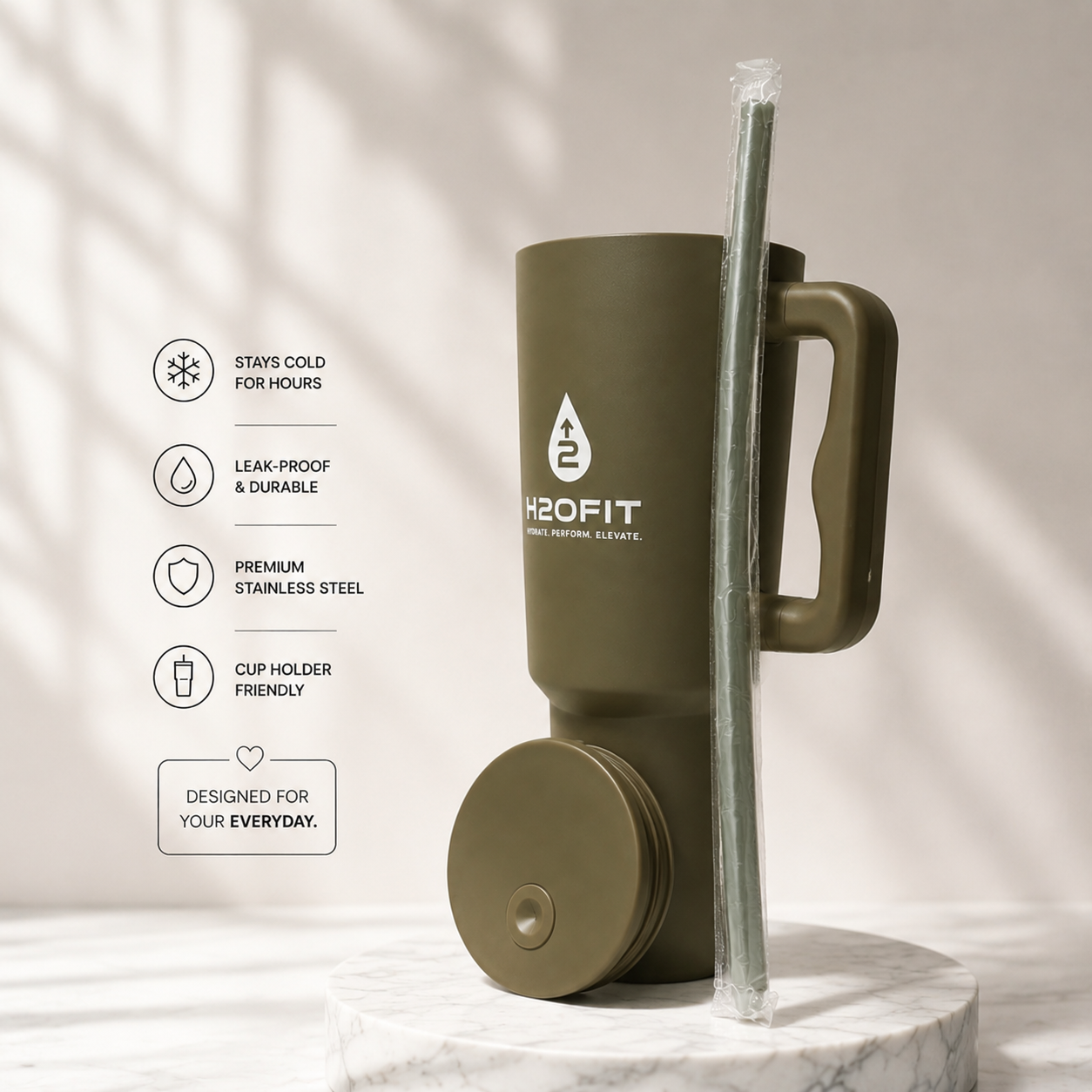 H2OFIT Leak proof Green colour tumbler